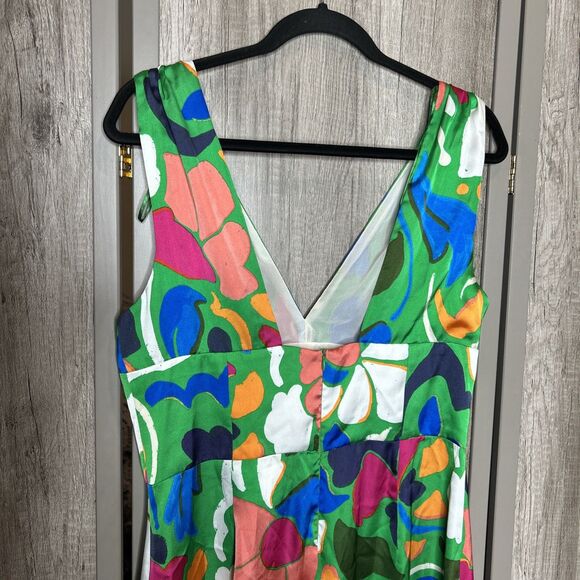 Zara Jumpsuit Size L Wide Leg Satin Open Back Knotted Straps Printed NWT - Picture 5 of 11